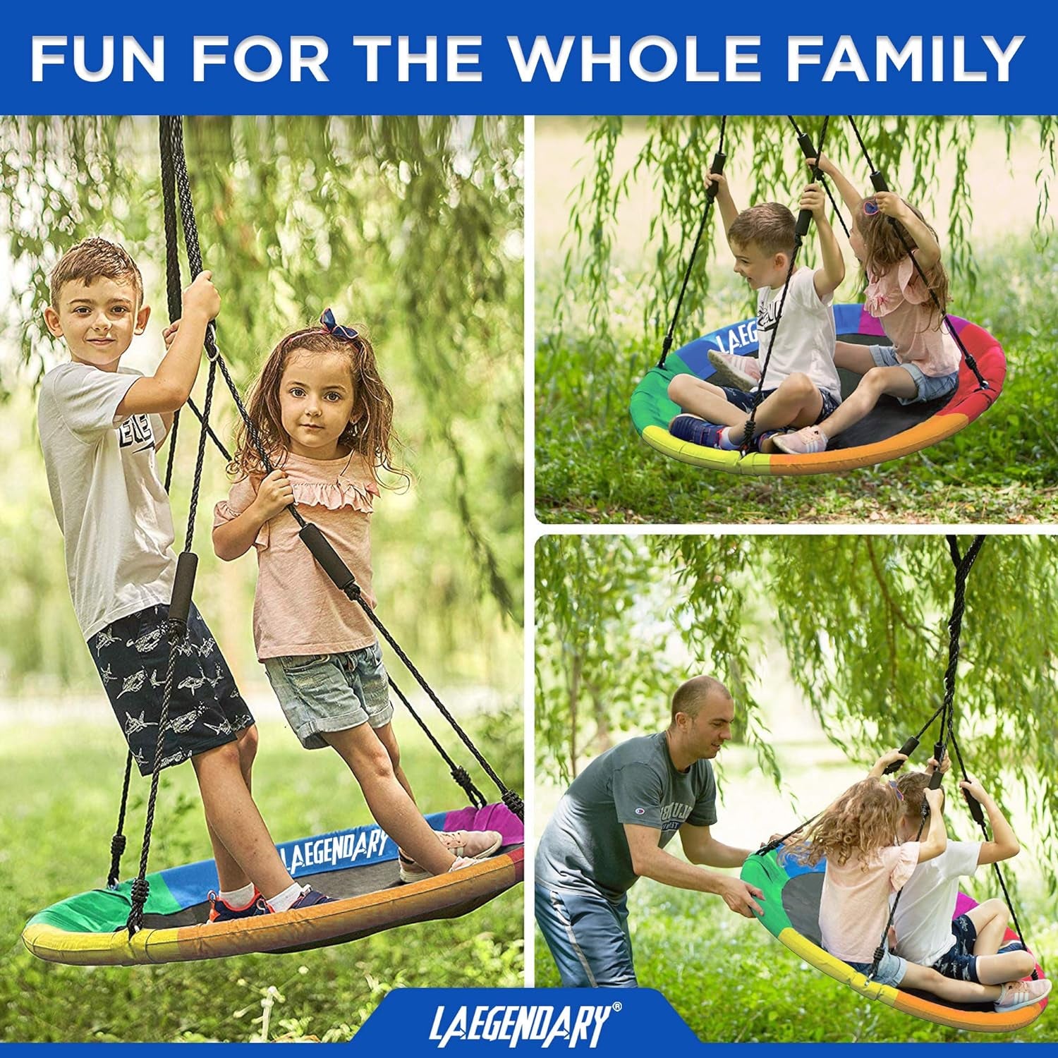 "Ultimate Fun for All Ages: 40 Inch Saucer Swing - Perfect Outdoor Swing for Kids and Adults!"