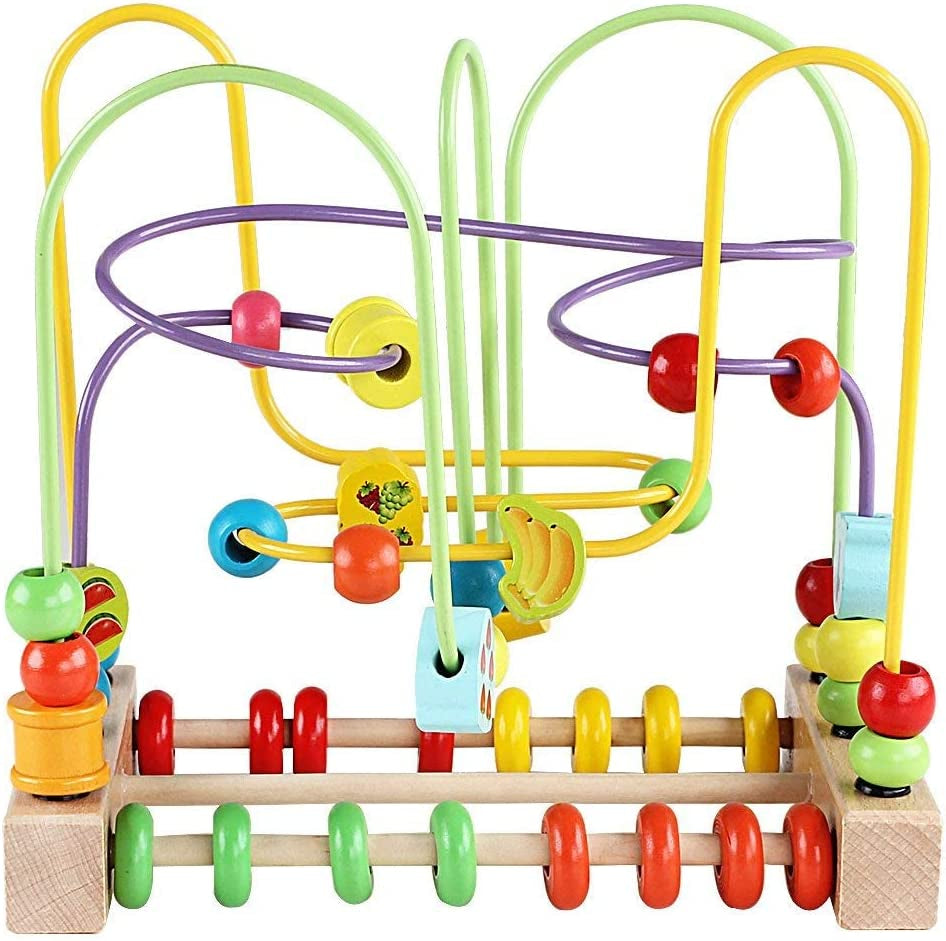 "Colorful Wooden Bead Maze Toy for Toddlers - Develops Attention, Counting, and Grasping Skills - Fun and Educational Roller Coaster Circle Toy for Kids (Qzm-0135-Toys)"