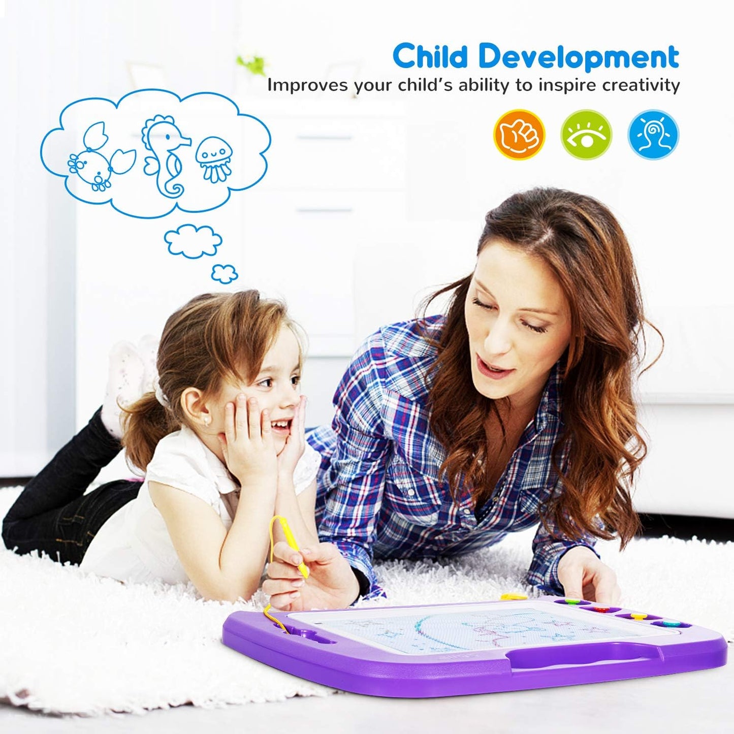 "Magic Sketch Pad for Kids - Unleash Their Creativity with the Large Magnetic Drawing Board in Vibrant Purple!"