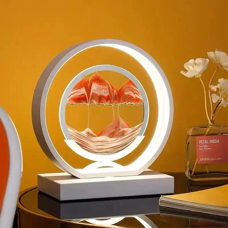 "Enchanting LED Quicksand Hourglass Lamp - Mesmerizing Sand Art Night Light for Bedroom Decor"