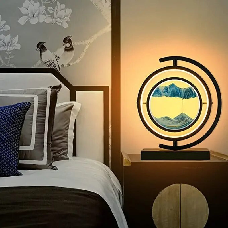 "Enchanting LED Quicksand Hourglass Lamp - Mesmerizing Sand Art Night Light for Bedroom Decor"