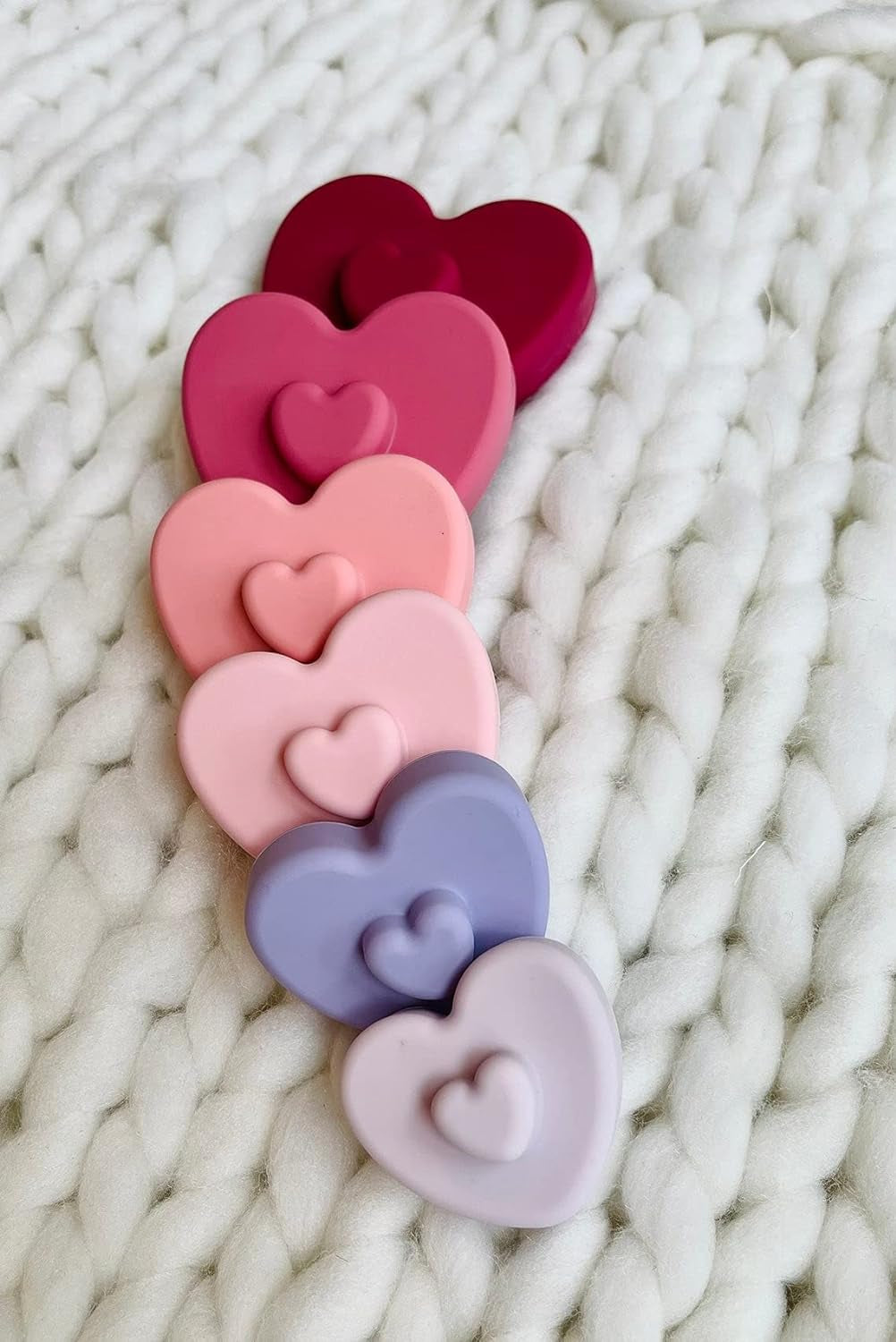 "Adorable Heart Shaped Silicone Stacking Toy - Baby Teether, Soft Building Blocks Tower, Montessori Educational Toy - Includes 6 Teething Rings for Babies"