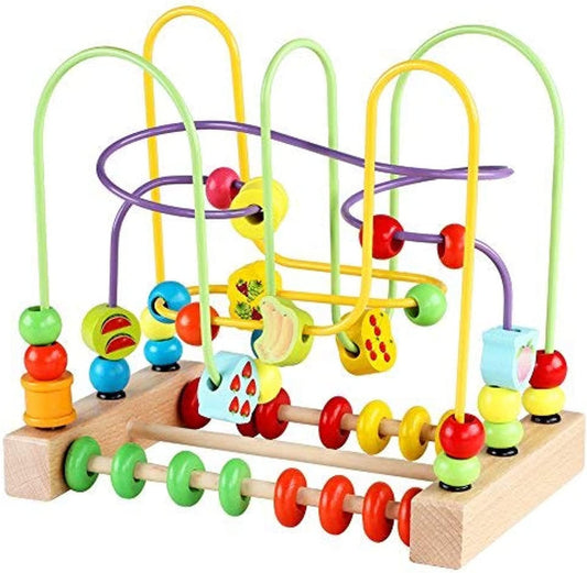 "Colorful Wooden Bead Maze Toy for Toddlers - Develops Attention, Counting, and Grasping Skills - Fun and Educational Roller Coaster Circle Toy for Kids (Qzm-0135-Toys)"