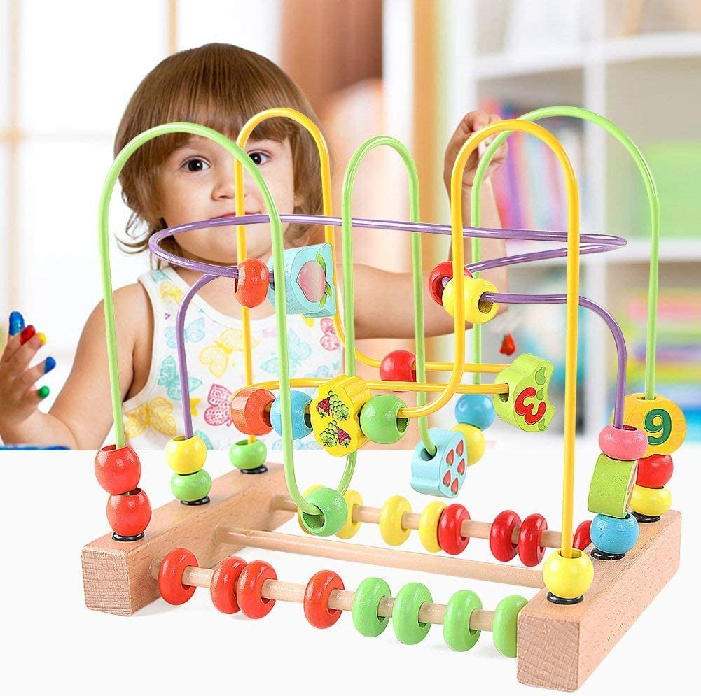 "Colorful Wooden Bead Maze Toy for Toddlers - Develops Attention, Counting, and Grasping Skills - Fun and Educational Roller Coaster Circle Toy for Kids (Qzm-0135-Toys)"