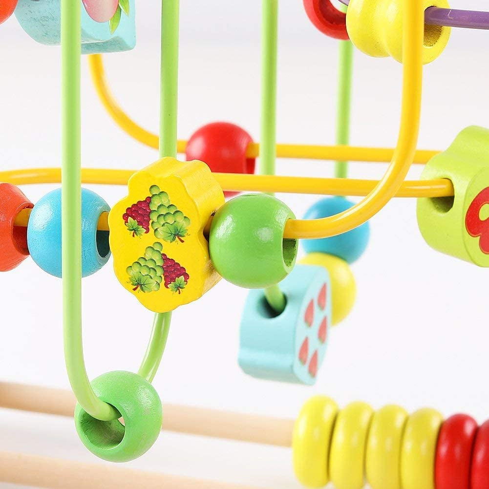 "Colorful Wooden Bead Maze Toy for Toddlers - Develops Attention, Counting, and Grasping Skills - Fun and Educational Roller Coaster Circle Toy for Kids (Qzm-0135-Toys)"