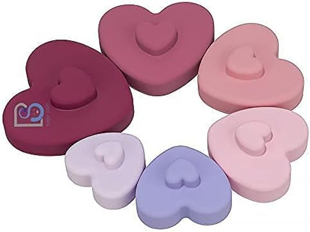 "Adorable Heart Shaped Silicone Stacking Toy - Baby Teether, Soft Building Blocks Tower, Montessori Educational Toy - Includes 6 Teething Rings for Babies"