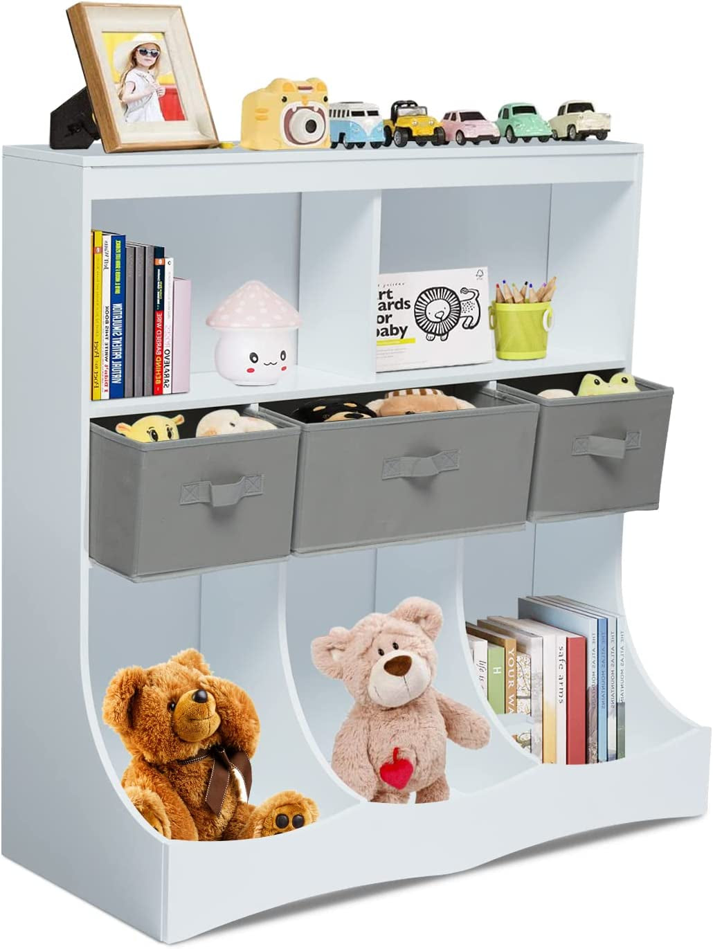 Kids Bookshelf Kids Bookcase - Toy Organizers and Storage,Kids' Bookcases, Cabinets & Shelves,Children'S Storage Cabinet with 3 Removable Drawers for Children (White)