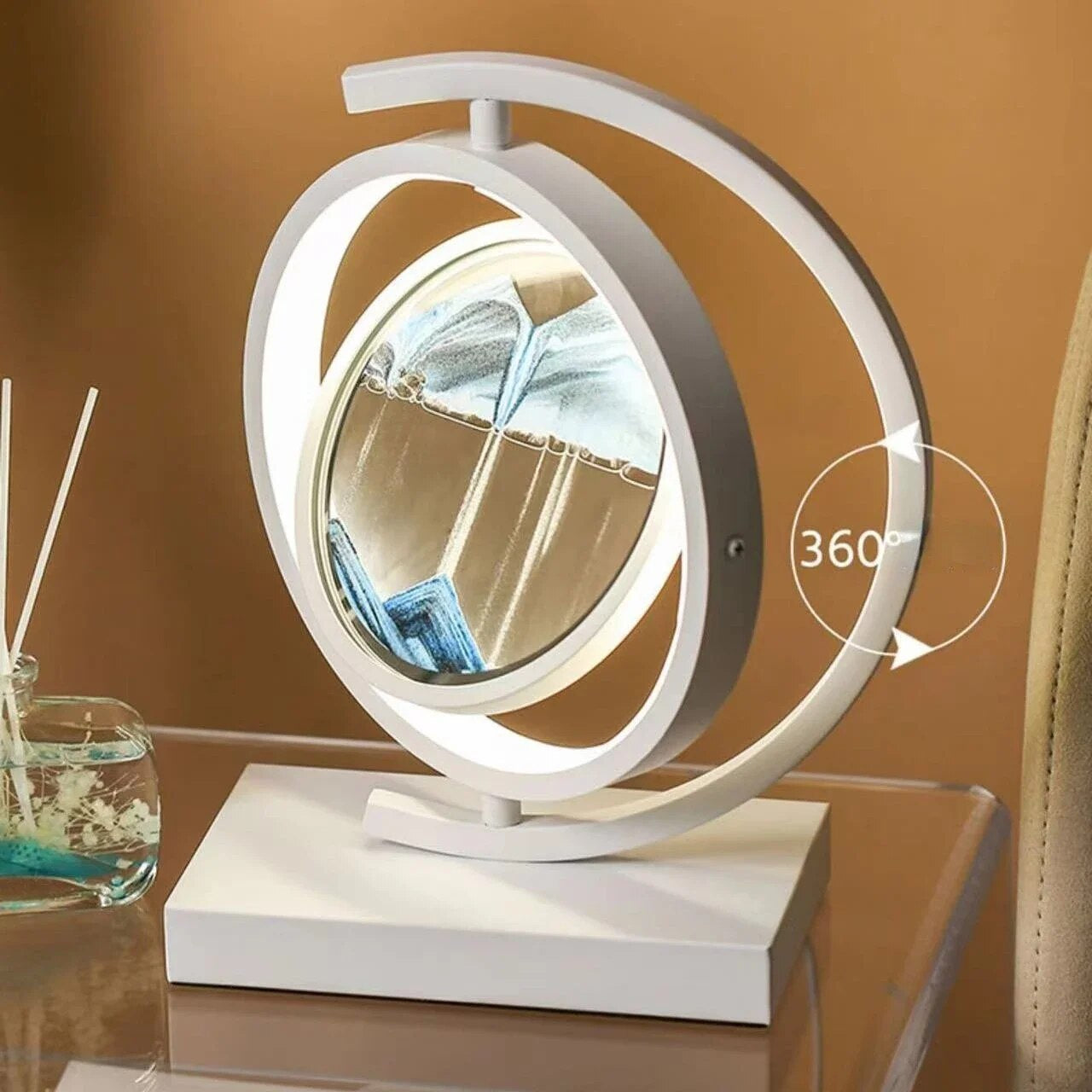 "Enchanting LED Quicksand Hourglass Lamp - Mesmerizing Sand Art Night Light for Bedroom Decor"