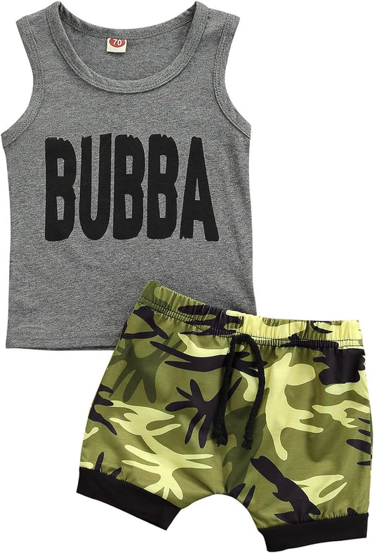 "Adorable Summer Beachwear Set for Stylish Baby Boys - Sleeveless Vest and Trendy Tree Printed Shorts"