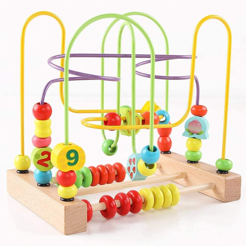 "Colorful Wooden Bead Maze Toy for Toddlers - Develops Attention, Counting, and Grasping Skills - Fun and Educational Roller Coaster Circle Toy for Kids (Qzm-0135-Toys)"