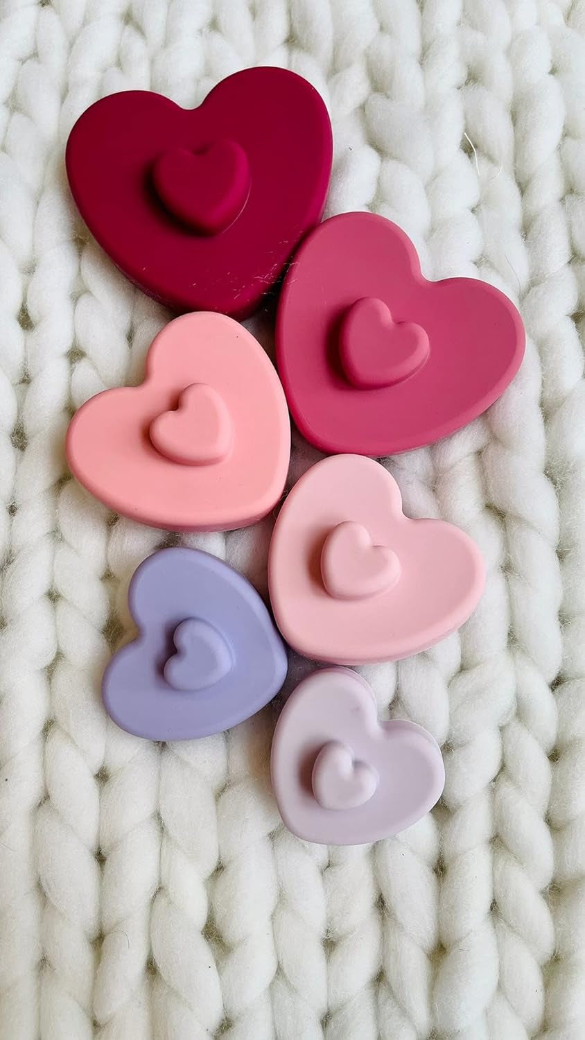 "Adorable Heart Shaped Silicone Stacking Toy - Baby Teether, Soft Building Blocks Tower, Montessori Educational Toy - Includes 6 Teething Rings for Babies"