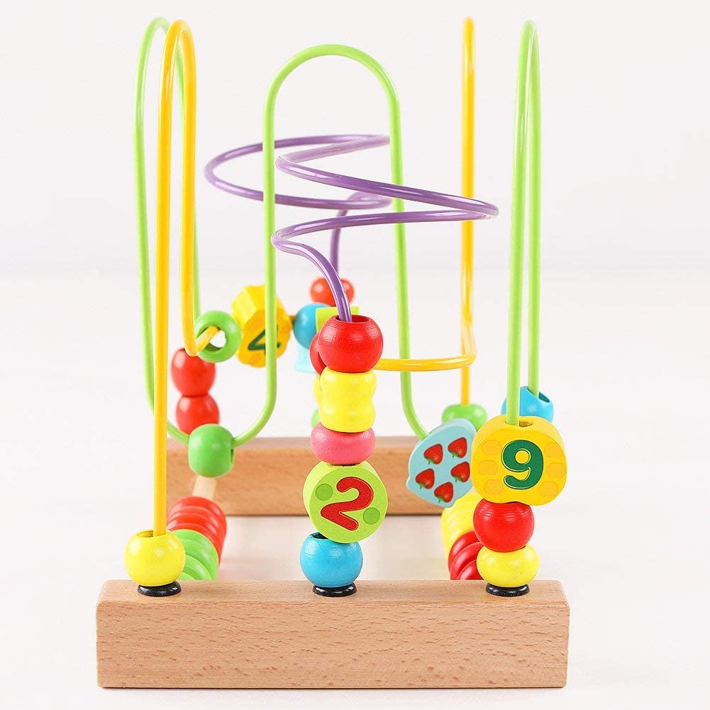 "Colorful Wooden Bead Maze Toy for Toddlers - Develops Attention, Counting, and Grasping Skills - Fun and Educational Roller Coaster Circle Toy for Kids (Qzm-0135-Toys)"