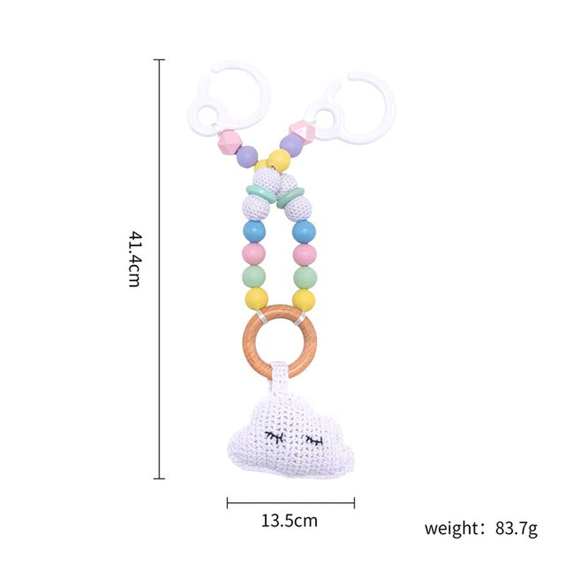 Baby Teethers Silicone Animals Rodent Beech Wooden Rattles Crochet Beads Teething Baby Toys Pendant Pacifier Clip Stroller Chain